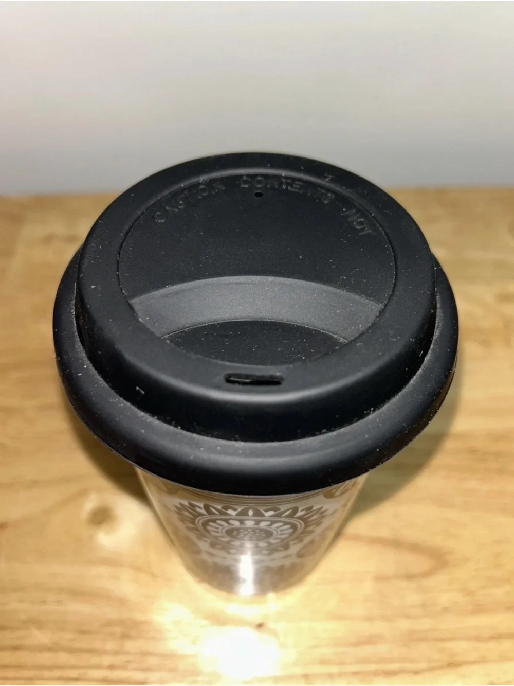 Longaberger Black Medallion Ceramic Travel Mug - 10oz Double-Walled Insulated